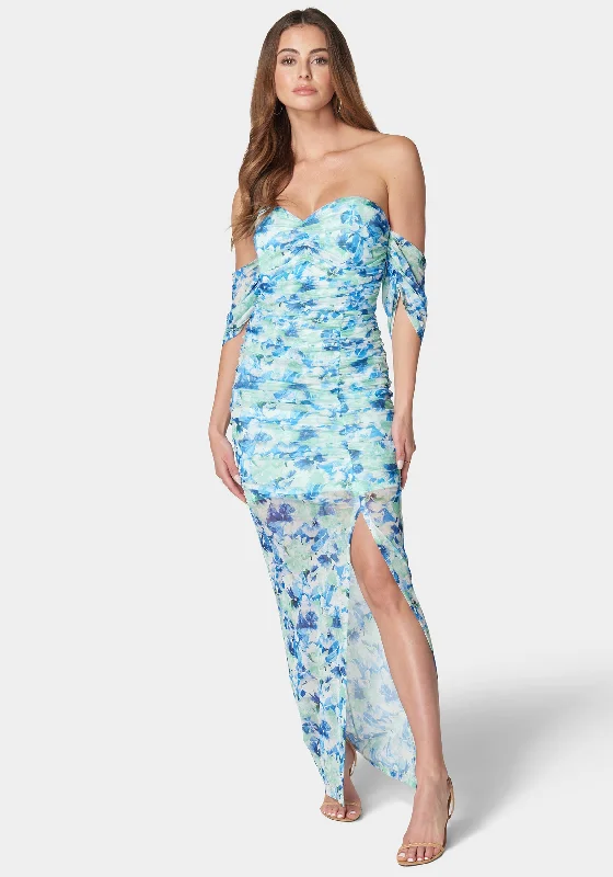 Ball Gown Women Dress with a Full Skirt for a Princess - like LookOff Shoulder Mesh Dress Ball Gown Women Dress with a Full Skirt for a Princess - like LookOff Shoulder Mesh Dress