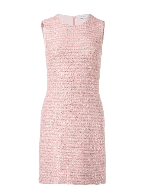 Plus Size Women Dress with a Flattering A - Line Cut for Comfort and StylePink Plaid Sequin Sheath Dress Plus Size Women Dress with a Flattering A - Line Cut for Comfort and StylePink Plaid Sequin Sheath Dress