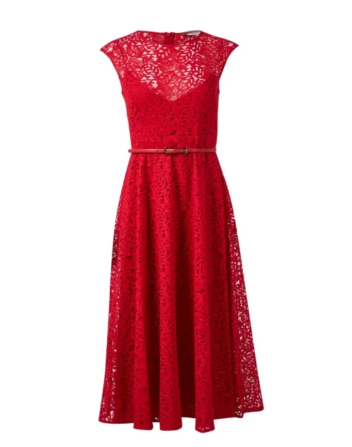 Off - the - Shoulder Women Dress for a Romantic and Feminine LookPioggia Red Lace Dress Off - the - Shoulder Women Dress for a Romantic and Feminine LookPioggia Red Lace Dress