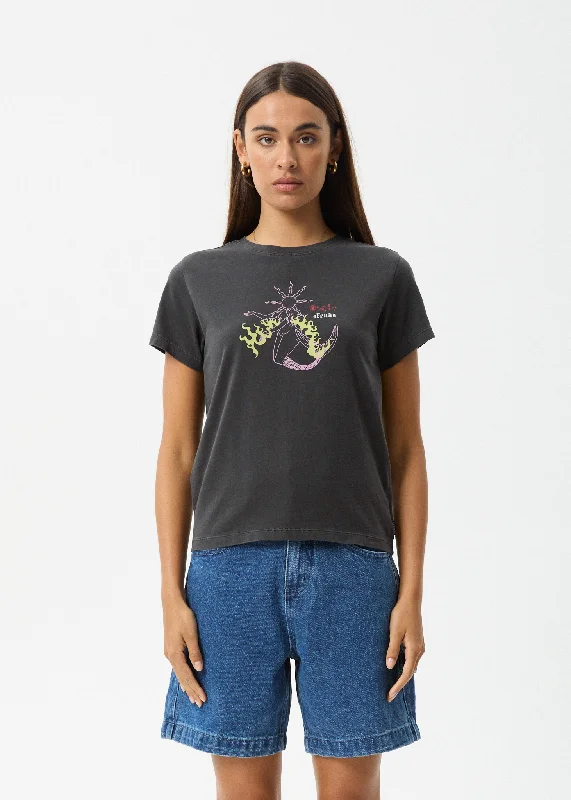 Embroidered Women T Shirt with Intricate DetailsAFENDS Womens Sun Siren - Regular Tee - Stone Black Embroidered Women T Shirt with Intricate DetailsAFENDS Womens Sun Siren - Regular Tee - Stone Black
