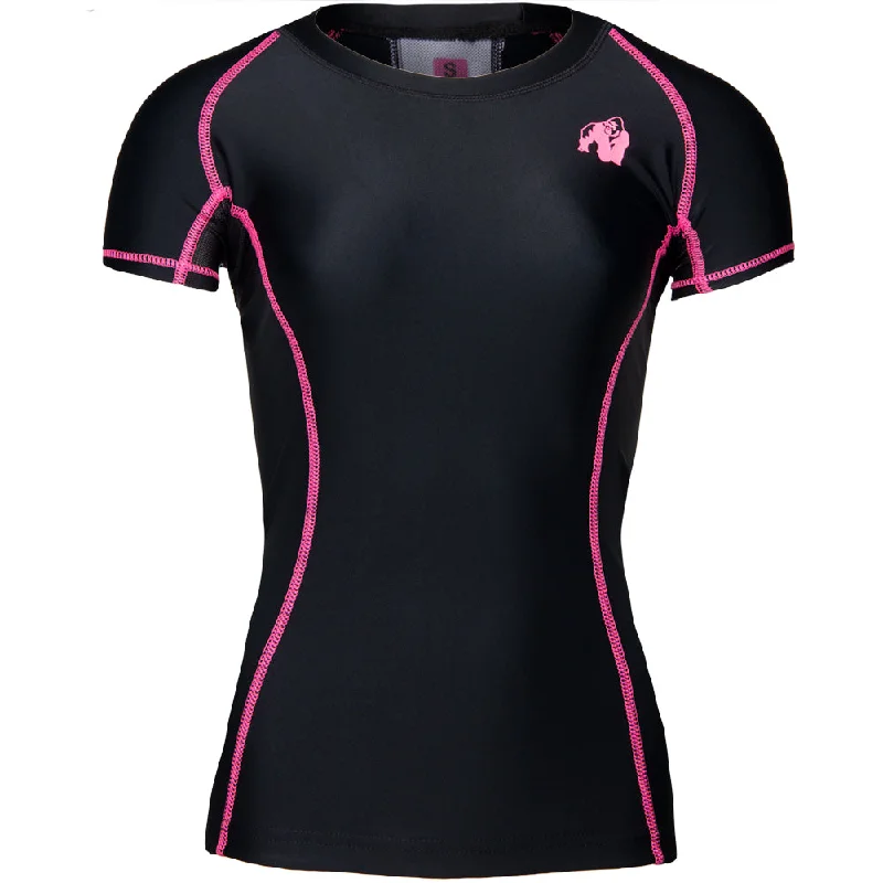 Ringer T Shirt Women with Retro - Inspired StripesCarlin Compression Short Sleeve Top - Black/Pink Ringer T Shirt Women with Retro - Inspired StripesCarlin Compression Short Sleeve Top - Black/Pink