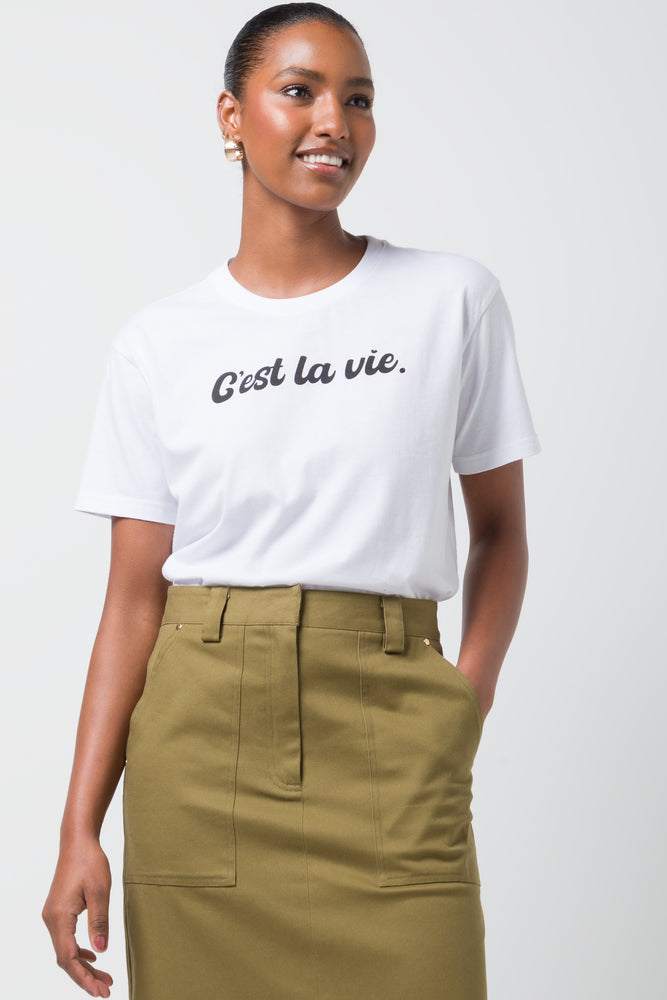 Distressed Women T Shirt with a Laid - Back AestheticC'est La Vie Short Sleeve T-Shirt White Distressed Women T Shirt with a Laid - Back AestheticC'est La Vie Short Sleeve T-Shirt White