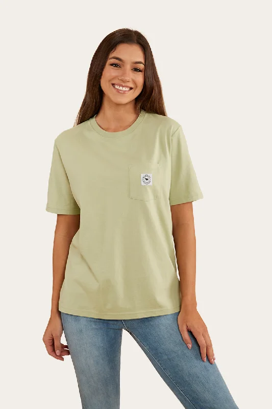 Crew Neck Women T Shirt with a Timeless DesignEsther Womens Loose Fit T-Shirt - Pale Olive Crew Neck Women T Shirt with a Timeless DesignEsther Womens Loose Fit T-Shirt - Pale Olive