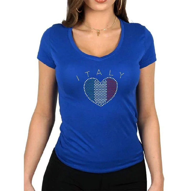 Organic Cotton Women T Shirt for Eco - Conscious WearersItalian Heart Womens V-Neck Tee Organic Cotton Women T Shirt for Eco - Conscious WearersItalian Heart Womens V-Neck Tee