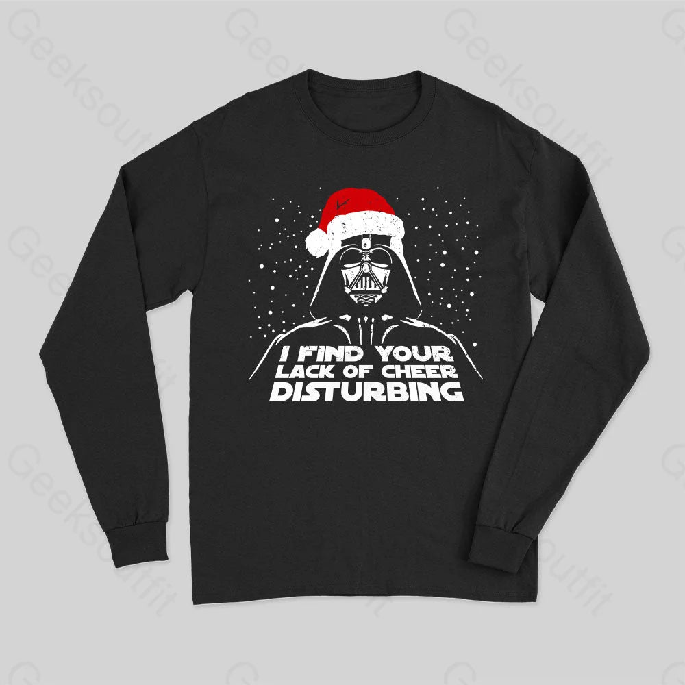 Pocketed Women T Shirt for Added FunctionalityI Find Your Lack Of Cheer Disturbing Christmas Long Sleeve T-Shirt Pocketed Women T Shirt for Added FunctionalityI Find Your Lack Of Cheer Disturbing Christmas Long Sleeve T-Shirt