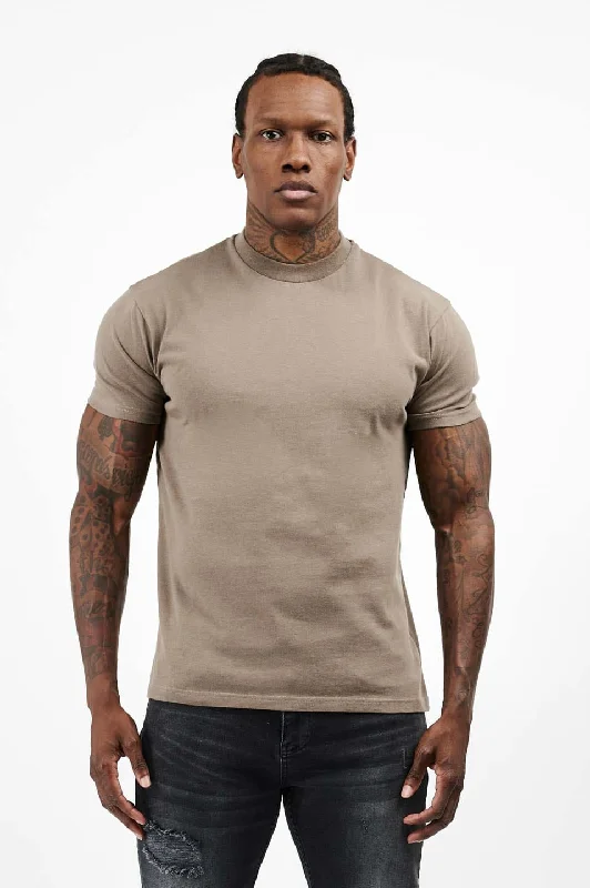 Crop Top Women T Shirt to Pair with High - Waisted BottomsPREMIUM BASICS T-SHIRT - MOCHA Crop Top Women T Shirt to Pair with High - Waisted BottomsPREMIUM BASICS T-SHIRT - MOCHA