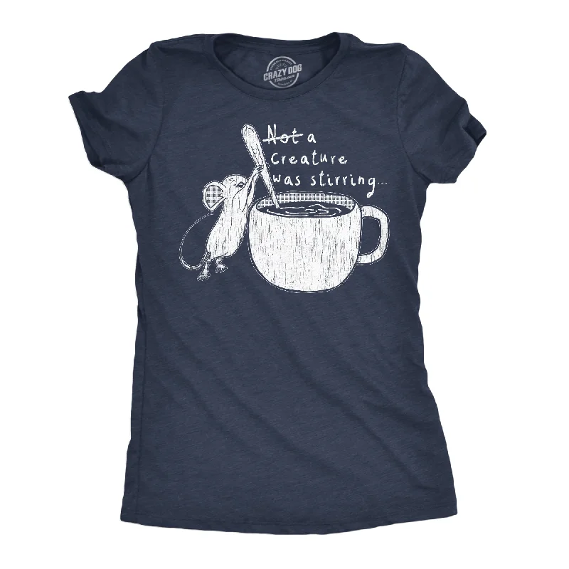 Pocketed Women T Shirt for Added FunctionalityNot A Creature Was Stirring Women's T Shirt Pocketed Women T Shirt for Added FunctionalityNot A Creature Was Stirring Women's T Shirt
