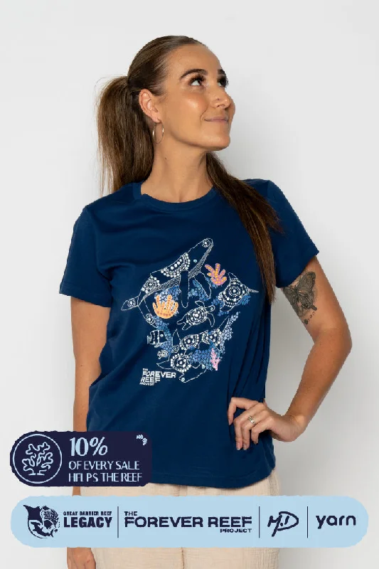 Ringer T Shirt Women with Retro - Inspired StripesProtect Our Coral To Save Our Reef Cobalt Cotton Crew Neck Women's T-Shirt Ringer T Shirt Women with Retro - Inspired StripesProtect Our Coral To Save Our Reef Cobalt Cotton Crew Neck Women's T-Shirt
