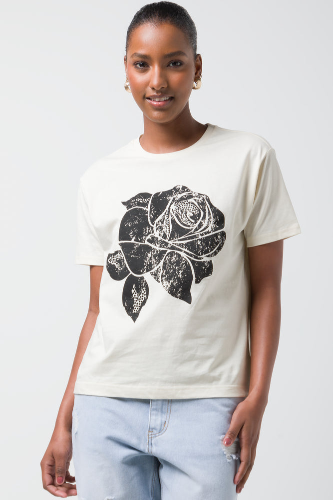Moisture - Wicking Women T Shirt for Active LifestylesRose Short Sleeve T-Shirt Natural Moisture - Wicking Women T Shirt for Active LifestylesRose Short Sleeve T-Shirt Natural