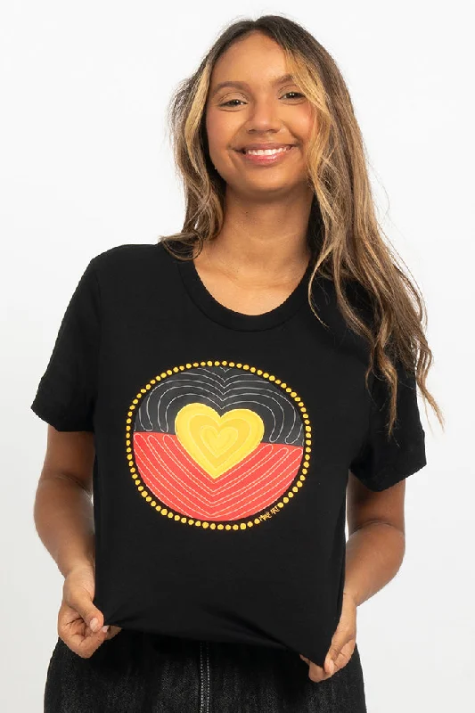 Tie - Dye Women T Shirt with a Bohemian VibeProud Heart Black Cotton Crew Neck Womens T-Shirt Tie - Dye Women T Shirt with a Bohemian VibeProud Heart Black Cotton Crew Neck Womens T-Shirt