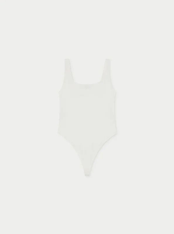 Striped Women T Shirt in a Classic PatternSCULPTING JERSEY SCOOP NECK BODYSUIT - OFF WHITE Striped Women T Shirt in a Classic PatternSCULPTING JERSEY SCOOP NECK BODYSUIT - OFF WHITE