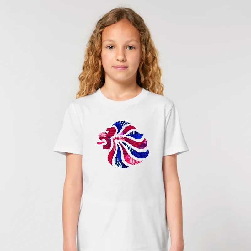 Embroidered Women T Shirt with Intricate DetailsTeam GB Abstract Lion Kid's Cotton T-shirt Embroidered Women T Shirt with Intricate DetailsTeam GB Abstract Lion Kid's Cotton T-shirt