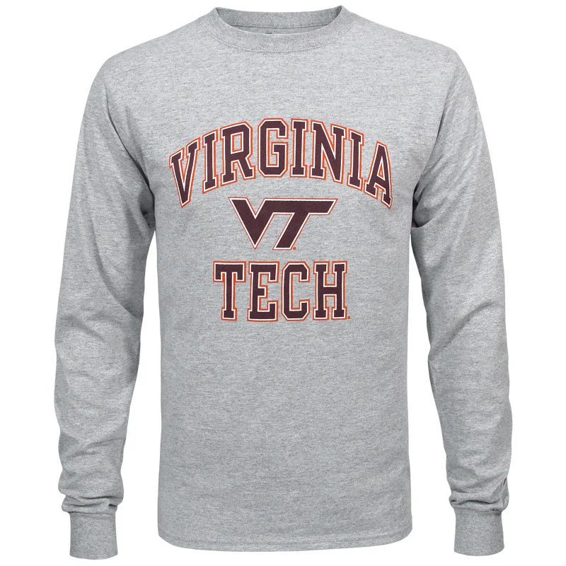 Ringer T Shirt Women with Retro - Inspired StripesVirginia Tech Basic Long-Sleeved T-Shirt: Oxford Gray by Champion Ringer T Shirt Women with Retro - Inspired StripesVirginia Tech Basic Long-Sleeved T-Shirt: Oxford Gray by Champion