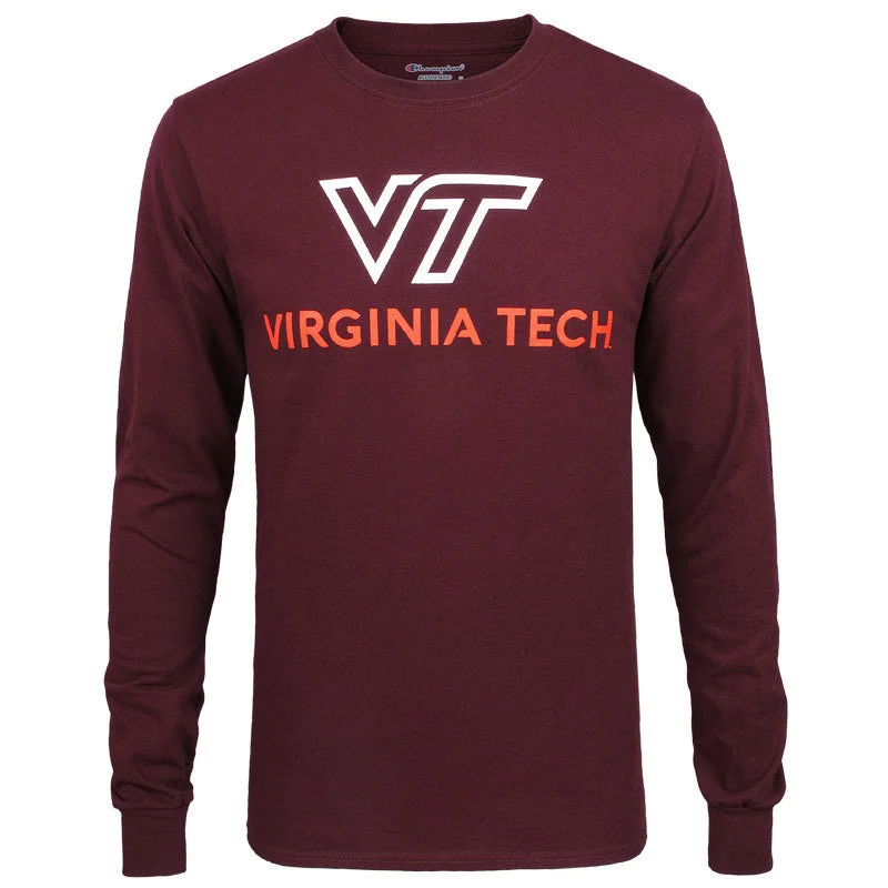 Sheer Women T Shirt for a Stylish and Alluring LookVirginia Tech University Logo Long-Sleeved T-Shirt: Maroon by Champion Sheer Women T Shirt for a Stylish and Alluring LookVirginia Tech University Logo Long-Sleeved T-Shirt: Maroon by Champion
