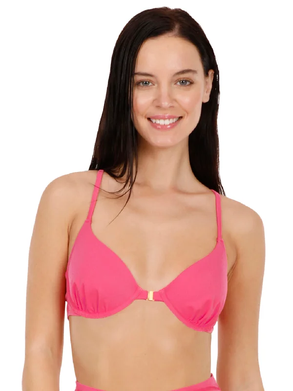 Metallic - finish bikini for a glamorous and eye - catching poolside lookFront Closure Racerback Bikini Top - Fandango Pink Metallic - finish bikini for a glamorous and eye - catching poolside lookFront Closure Racerback Bikini Top - Fandango Pink